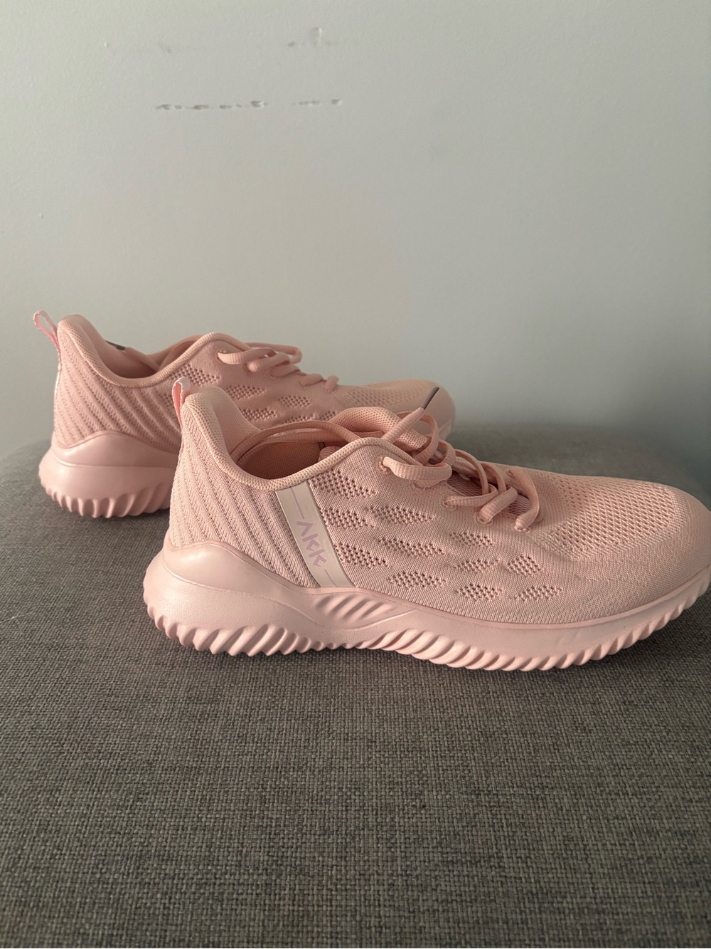 Women's Pink Knit Athletic Sneakers - Lightweight Lace-Up
